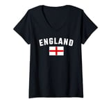 Womens ENGLAND with England Flag, Men, Women, Kids 2022 Football V-Neck T-Shirt