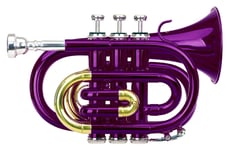 Trompette de Poche Sib Cuivre 3 Pistons avec Embouchure Etui Rigide Set Violet