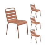 Lot de 4 chaises de jardin en métal terracotta - BACA