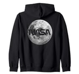 Retro NASA Worm Logo Full Moon Space Graphic Apollo Artemis Zip Hoodie