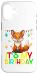 Coque pour iPhone 16 Plus It's my birthday a fox stamping party for girls