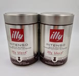 2 X Illy Coffee Intenso Filter Coffee Dark Roast 100% Arabica Ground Coffee 250g