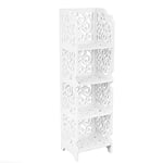 PrimeMatik - Étagère de Rangement en Bois-Plastique Bibliothèque décorative avec 4 étagères Blanc 24x20x85cm