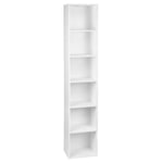 WOLTU Bibliothèque, Meuble de Rangement, Colonne Semi-Ouvert à 6 Compartiments en Panneaux de Particules pour Bureau Salon Salle d'Étude, 30x24x158,5 cm Blanc SK003ws6