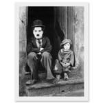 Charlie Chaplin The Kid Photo Silent Movie Still A4 Artwork Framed Wall Art Print