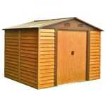 Cabane De Jardin Toit À Deux Pentes En Tôle Porte Outils 6,5 M² Marron 163