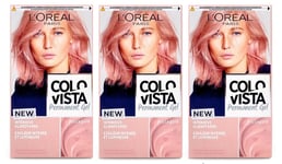 3 x L'OREAL COLORISTA LONG LASTING PERMANENT HAIR DYE COLOUR GEL  - ROSE GOLD