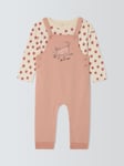 John Lewis ANYDAY Baby Happy Days Cat Dungaree and Long Sleeve T-Shirt Set, Pink