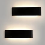 Applique Murale Interieure LED 18W,Applique Murale Blanc Neutre 4500K,Lampe Murale Aluminium 2160LM,Luminaire Mural 31CM,Applique Murale pour Porche Couloir Chambre Salon【2 Pack Noire】