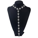 Rhinestone Lång Halsband Kedja Kristall Stjärna Y-halsband Sommar Strand Choker Halsband Smycken För Kvinnor Och Flickor (silver)---Produktkod 58365