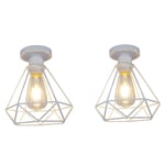 Plafonnier Industriel Vintage Luminaire E27 Rétro Suspension Éclairage Plafond pour Salon Cuisine Chambre Café Blanc - 2 Pack - Blanc