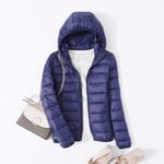 Spring Autumn Women Ultralight Thin Down Jacket Down Hooded Jackets Warm Winter Coat a Female Portable Outwear,Navy Blue,5XL