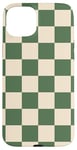 iPhone 15 Plus Green and Cream Classic Checkered Big Vintage Checkerboard Case