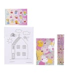 Kit de Papeterie avec Coloriages Peppa Pig - avec Motifs de la Série - Inclut 5 Crayons, Autocollants et Carnets - en Papier - Produit Original Conçu en Espagne