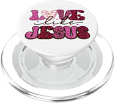 Love Like Jesus Heart Leopard Sparkle PopSockets PopGrip for MagSafe