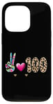 Coque pour iPhone 13 Pro Peace Love 100 Days Of School Cœur léopard