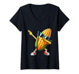 Womens Corn Dabbing Dance Sunglasses Fruit Lovers V-Neck T-Shirt