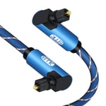 Double Câble Audio Optique à Angle droit à 90 degrés Câble Toslink Câble en Fibre Optique Audio numérique tressé en Nylon pour barre de son,TV,DVD,Haut-parleur,Tuner,DAC (Azul,1 m)