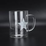 (Letter Pattern Round Cup With Handle) Christmas Series Transparent Milk Cup Cof