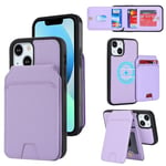 Zouzt for iPhone 13 Mini Wallet Case Compatible with MagSafe, iPhone 13 Mini Card Holder Case 13Mini Case with Card Slot iPhone13 Mini Magnetic Car Kickstand Phone Cover for 5.4" - Purple