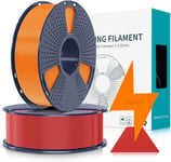 Filament PLA Haute Vitesse1.75 mm,Filament PLA pour Imprimante 3D rapide,Conçu pour l'impression à Grande Vitesse,HS-PLA Filament,Précision Dimensionnelle +/- 0.02 mm,2KG Rouge+orange(Q528)