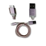 Doro Liberto 820 Câble Data ROSE 1M en nylon tressé ultra Résistant (garantie 12 mois) Micro USB pour charge, synchronisation et transfert de données by PH26 ®