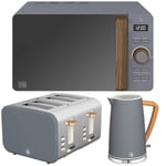 Swan Nordic Slate Grey 1.7L Kettle, 4 Slice Toaster & 20L Digital Microwave Set