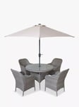 LG Outdoor Monte Carlo 4-Seater Round Garden Dining Table & Chairs Set with Parasol