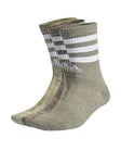 adidas Sportswear Unisex 3 Pack 3 Stripe Crew Socks - Khaki Multi, Khaki, Size Xs, Men