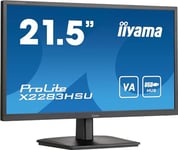 Ecran iiyama Prolite 21,5" Ultra Mince, Dalle VA, 1920x1080, 250cd/m², 3000:1, Haut-parleurs, 1xDisplayPort, 1xHDMI, Hub USB (2x2.0), 1ms, TCO