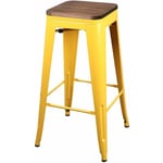 Tabouret de bar vintage Liv - 77 x 30,5 x 30,5 - Jaune