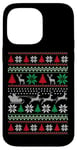 Coque pour iPhone 14 Pro Max Pull de Noël moche rétro avec traîneau de Père Noël volant renne volant