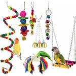 Nazalus-Vente chaude-Lot de 7 jouets pour perroquet pour cage à oiseaux, balançoire à mâcher perchoirs en bois pour conures, cacaques, aras,