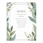 Artery8 Behold Stand at Door and Knock Green Revelation New Testament Jesus Christ Christian Bible Faith God Quote Revelations Flowers Artwork Extra Large XL Wall Art Poster Print