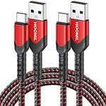 HOOMIL USB C Charger Cable, [2M+2M] USB Type C Cable Fast Charging, USB A to USB-C Phone Charger Cable for iPhone 15, Samsung Galaxy S22/S21/S20, Pixel 7/6 etc. - Red