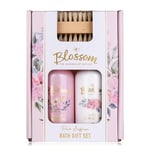 Accentra Coffret cadeau Blessom dans une boîte cadeau attrayante, avec gel douche 100 ml, lotion pour le corps 100 ml et brosse à ongles – Cadeau pour les femmes, par exemple pour la fête des mères,