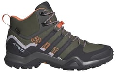 adidas Women's Terrex Swift R2 Mid Gore-TEX Hiking Shoes Non-Football, Olive strata/Aurora Black/Amber Tint, 4.5 UK