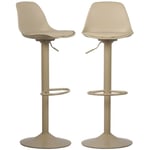 Sweeek - Lot de 2 tabourets de bar réglables 61.5/83.5cm - Noah - simili cuir taupe - hauteur réglable. repose-pieds