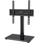 Perlegear Universal Swivel TV Stand for 24-60 inch TVs up to 45kg, Height Adjustable Table Top TV Stand, TV Base Stand with Tempered Glass Base, Pedestal TV Stand with Bracket Max VESA 400x400mm