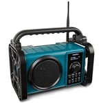 MEDION E66877 Radio de Chantier Dab+ (boîtier Robuste, étanche aux Projections d'eau (IP44), Bluetooth 5.0, Radio FM PLL, lumière de Travail LED, Fonctionnement sur Batterie et sur Secteur) Bleu