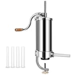 RELAX4LIFE Poussoir à Saucisse Manuel Vertical 3L Cylindre en INOX 4 Entonnoirs Équipés