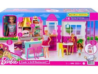 Coffret Pour Barbie Le Grand Restaurant Et 1 Poupée Mannequin Et 25 Accessoires - Set Jouet Fille Et 1 Carte Offerte