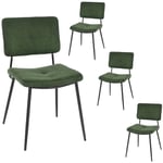 Lot de 4 chaises de salle à manger - Scandinave - avec Dossier Assise Rembourrée - en Tissu vert - Pieds en métal - pour Cuisine Salon Chambre Bureau