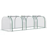 Outsunny - Serre de jardin tunnel 2,95L x 1l x 0,8H m 3 portes zippées bâche pvc transparent métal époxy vert - Transparent