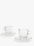 John Lewis ANYDAY Coffee Connoisseur Cappuccino Glass Cup & Saucer, Set of 2, 195ml, Clear