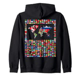 247 Flags,World Flags,World map with flags. Zip Hoodie