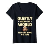 Womens Quietly Making The World Read One Book At A Time V-Neck T-Shirt