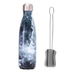 Insulated Water Bottle Stainless Steel Water Bottle Vacuum Water Bottle Waterbottles Leak Proof Cute Water Bottle Lightweight Water Bottle black,500ml