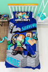 Single Bed Minecraft Survive Duvet Cover Set Reversible Gamer Bedding Set