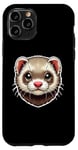 Coque pour iPhone 11 Pro Adorable Visage d'un Furet Dessin pour Amoureux des Animaux